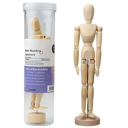 20,3 cm große Künstlerpuppe aus Holz, mit Gelenken, handgefertigt, verstellbare Figur, menschliches Modell für Skizzieren, Malen, Zeichnen und Kunstbedarf, Heimdekoration, Holzpuppen als