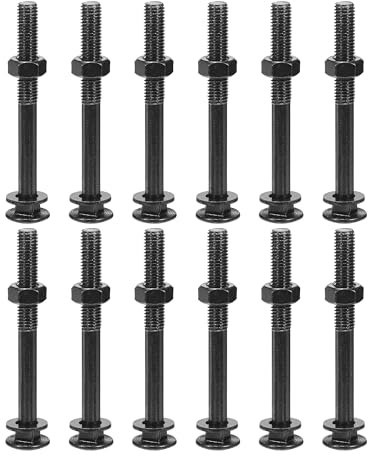 sourcing map M10x100mm Square Neck Carriage Bolts with Nuts & Washers, 12Set 304 Stainless Steel Round Head Square Neck Coach Bolt Screws, Black