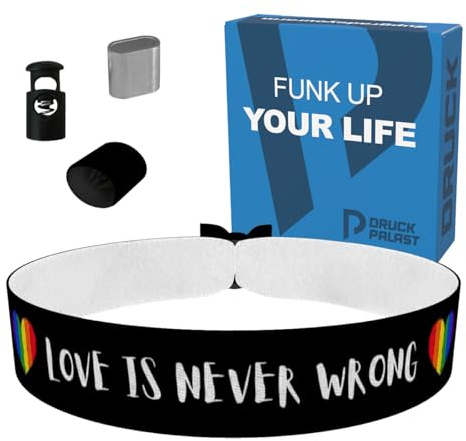 Love is never wrong Stoffarmband - LGBTQ Stoffarmband - Satinarmband - Unisex Armband - Handgemachtes Armband - Statement Armband - Geschenk für LGBTQ - Buntes Armband - Armband für Vielfalt
