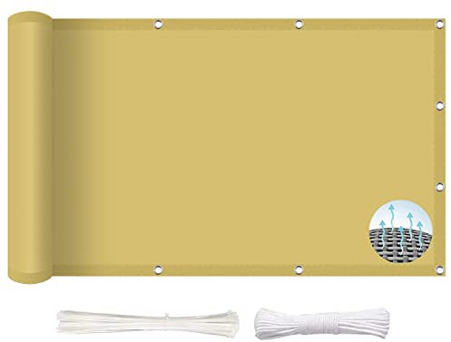 Toldo rectangular transpirable para jardín, piscina, terraza, balcón, 1 x 1 m, color beige