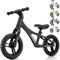 SIMEIQI 12 Inch Kids Balance Bike for Boys Girls Ages 2-5 Years Old Sports Training Lightweight Fibreglass Nylon Frame Balance Bike Adjustable Seat (Black)