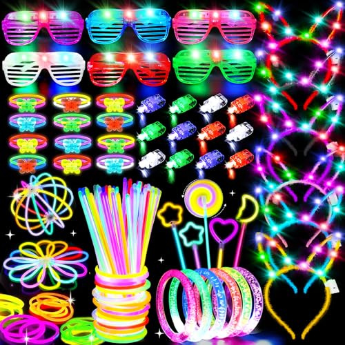 156Pcs Glow In The Dark Party Supplies for Kids & Adult Neon Accessories