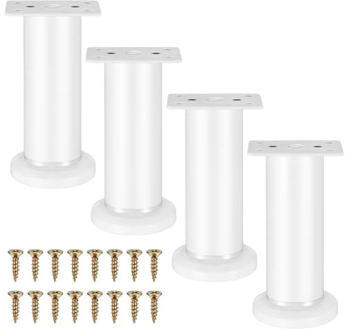 Lot de 4 pieds de meubles réglables en hauteur pour pieds de meubles blancs de 12 à 18 cm Pieds d'armoire pour armoires, commodes, canapé, table, lit, pieds d'armoire, pieds de lit, pieds de canapé