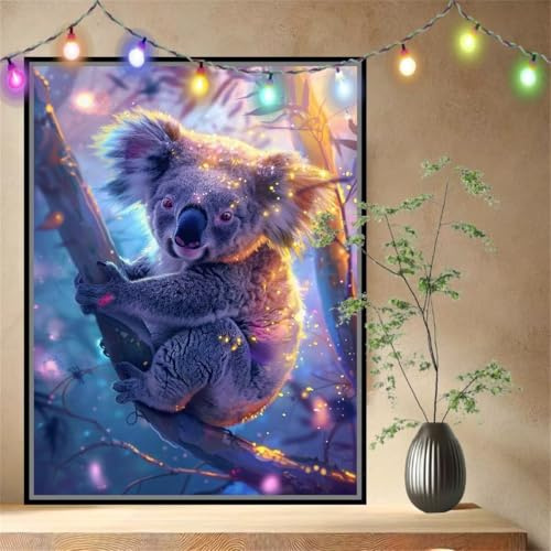 Tier,Koala Malen nach Zahlen für Erwachsene Anfänger,DIY Paint by Numbers Acrylpigment Ölgemälde Kunsthandwerk Kit,Bastelset Malen Nach Zahlen Kinder für Geschenk Home Wand Décor 90x120cm 54N-468