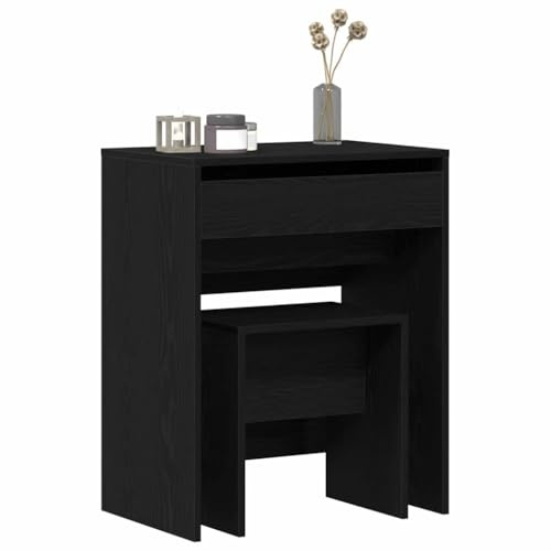 vidaXL Schminktisch Schwarz Eichen-Optik 60 x 40 x 75 cm Holzwerkstoff, Schminktisch Set, modernes Design, großer Stauraum, funktioneller Kleiderschrank, perfekte Möbel für Zuhause