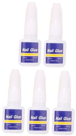 PACKOVE 5pièces Colle Pour Ongles Avec Pinceau Collage Rapide Et Adhésion Forte Pour Faux Ongles Et Décorations Nail Art Matériel Sécurisé Et Sèche-vite Pour Manucure à Domicile Et Salon