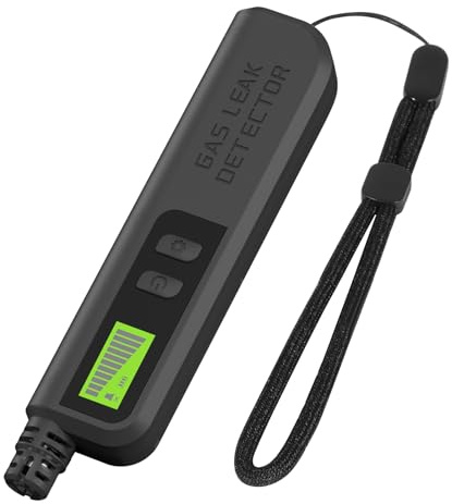 Gasmelde, Gasspürgerät für Zuhause und Wohnmobil, Erdgasdetektor zur Lokalisierung brennbarer Gaslecks wie Methan (Batterien müssen selbst gekauft Werden) (Schwarz)