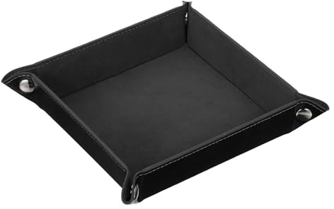 sourcing map PU Leather Valet Tray Lint Square Jewelry Tray,Black | Catch All Bowl for Key,Wallet,Watch,Coin
