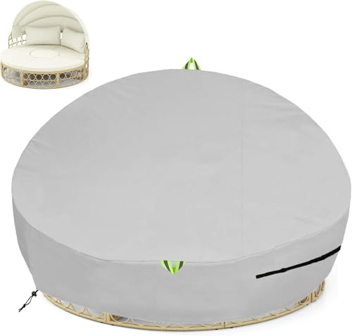 Sonneninsel Abdeckhaube Schutzhülle Wasserdicht 600D Oxford Gewebe Abdeckung Wetterfest für Sonneninsel Abdeckung Liegeinsel Rund - Ø223x88/45cm