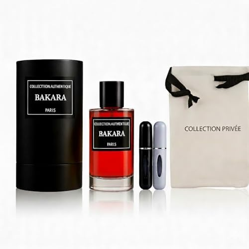 Collection Authentique BAKARA, Eau de Parfum Unisexe, Ambré Boisé Floral, 50ml, Longue Durée,avec 2 atomiseurs offerts