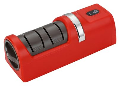 Aoresac Electric Knife Sharpener Vane/Wing Grinder USB Rechargeable for Kitchen Chef Home Outdoor Camping (Red)