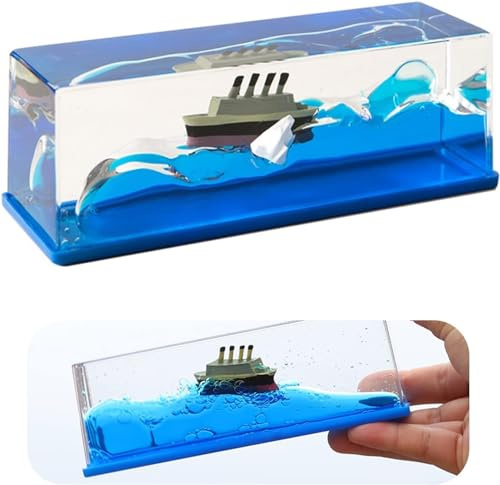 Cruise Ship Fluid Drift Bottle, Unsinkable Boat in a Box，Acrylic Pirate Model Ship bürodeko， Never Sinks Ship in Bottle, Ship Model Decor,Neue Kleinartikel für Zuhause und Schlafzimmer (Stil-1)
