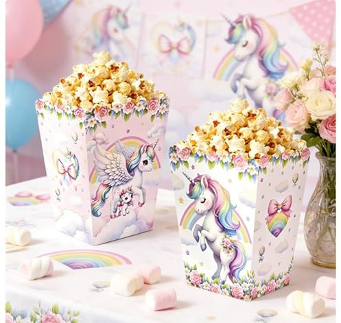 20 Stück Einhorn Geschenkboxen Leckerli Beutel Geschenktüten für Regenbogen Einhorn Babyparty Geburtstagsparty Geschenke