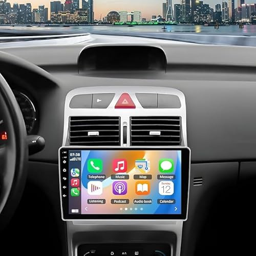 9 Autoradio para Peugeot 307 2002-2013 Radio 2 DIN con Carplay Android Auto Pantalla TáCtil para Coche Bluetooth Navegación GPS FM/RDS WiFi SWC AHD Android 15 4+64G