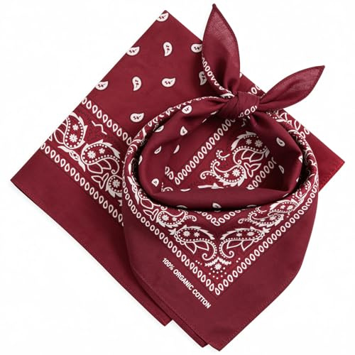 AURAE Bandana – 100% Baumwolle & Natürliche Fasern – Halstuch Ohne Polyester – Hochwertig, Weich, Langlebig & Waschmaschinenfest – Bandana Herren & Damen – Unisex & Kinder - 2 Pack