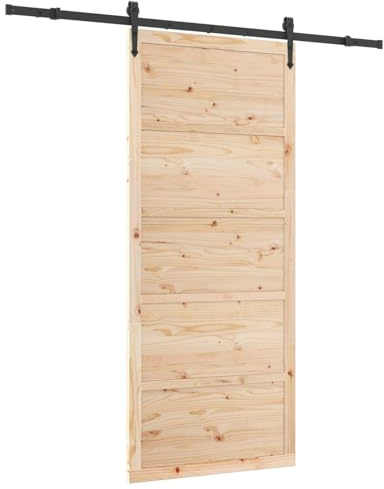 vidaXL Porta scorrevole 100 x 208 cm Legno Massello di Pino Naturale