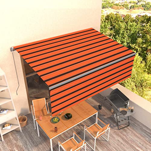 KKHOMEI Markise 4 x 3 m Manuelle Gelenkarmmarkise mit ausfahrbarem Volant Sonnenmarkise Kassettenmarkise Wasserdicht Gelenkmarkise Terrassenmarkise
