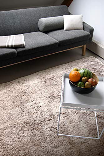 floor factory Moderner Teppich Delight Taupe 120x170cm - edler Designer Teppich mit flauschig weichem Flor