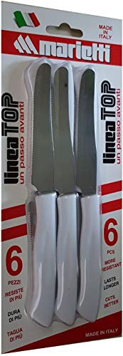 MARIETTI 13TPB06B - Coltello tavola dentata cm 11 Linea Top - Bianco - blister 6 pz