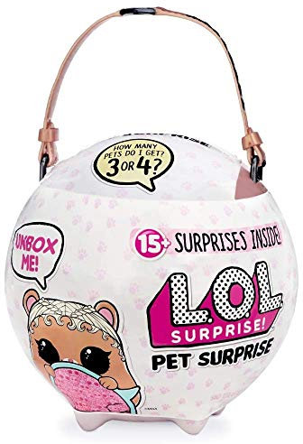 L.O.L. Surprise!, Pet Surprise – Mega-Kugel mit 15 Überraschungen, darunter 1 riesige Pets 16 cm, 2 Pets 6 cm, Spardose oder Rucksack, Zubehör, zufällige Modelle, Spielzeug für Kinder ab 3 Jahren,
