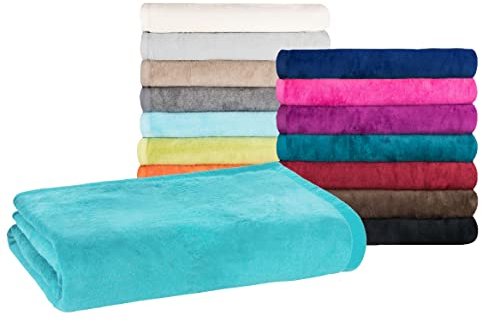 Moon - Classic Kuscheldecke Übergröße 220x240 cm eisblau Wolldecke einfarbig, Pflegeleichte Baumwollmischung