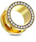 beyoutifulthings Ohr-Tunnel Zirkonia-Kranz Gold Clear Ohr-Piercing Edelstahl Ohr-Schmuck Screw Fit Flesh Plug Schraub-Verschluss 14mm