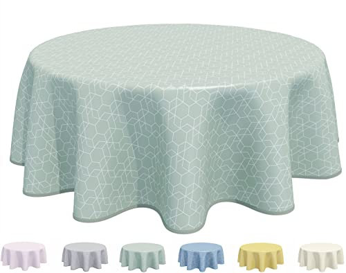 Wachstuch Tischdecke Abwaschbar, pflegeleicht, abwischbar, Rund 160cm, Salbeigrün