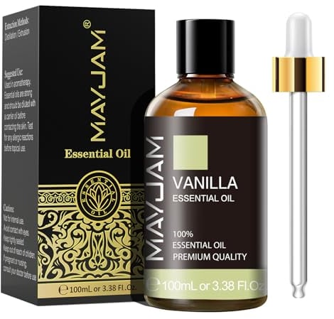 MAYJAM Vanilla Essential Oils 100ML, Vanilla Oil for Diffuser, Humidifier, DIY, Home, Office