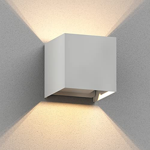 ledscom.de Wandleuchte CUBEL für außen, IP65, Up-/Downlight, weiß matt, quadratisch, 1x G9 max. 10W