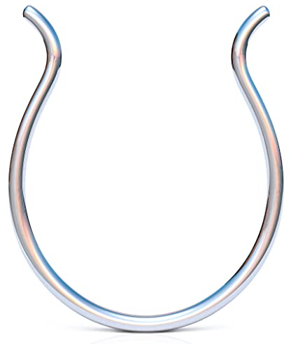 925 Sterling Silber Fake Septum Ring – Dünner 24G Clip-On Septum Schmuck 8 mm – Schmerzfreier Septumring ohne Piercing