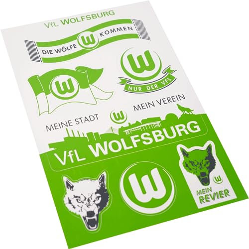 VfL Wolfsburg Aufkleberkarte A5 Aufkleber 7-teilig Sticker - Plus Lesezeichen Wir lieben Fußball