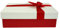 Emartbuy Geschenkbox, Hartschale, 24,5 x 17 x 6,5 cm, strukturierte rote Box mit weißem Deckel, innen braun und rotes Satinband