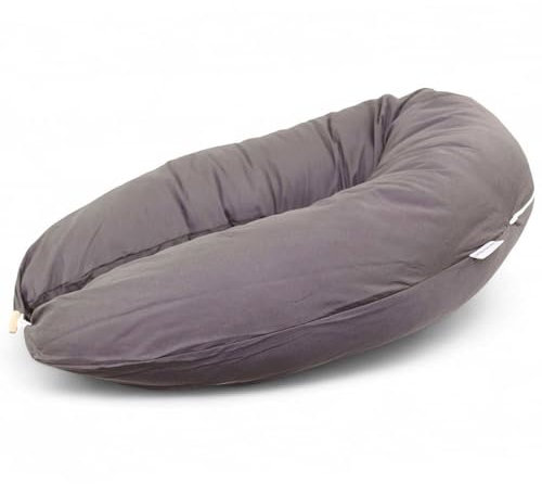 HOBEA-Germany Stillkissen 190 cm x 76 cm XXL Lagerungskissen Schwangerschaftskissen für Baby und Erwachsene Seitenschläferkissen Stillkissen mit Bezug aus Bio Baumwolle, Anthrazit