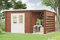 Alpholz Pultdach Gartenhaus Modell Maria-28 Compact aus Holz in braun Gartenhütte Wandstärke: 28 mm Inklusive: Schleppdach Geräteschuppen