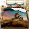 AOXHFNV 3D Motorrad-Bettbezug Motocross-Bettwäsche-Set Motorrad-Rennbettbezug mit Kissenbezug für Teenager-Extremsportarten (135×200cm, rot)