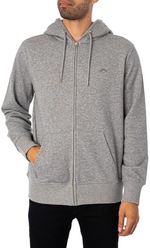 Gant Herren Reg Shield Full Zip Hoodie Kapuzenpullover, Grey Melange, 3XL EU