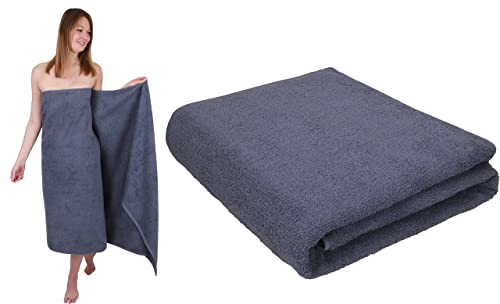 Betz 2 Stück Badetücher groß XXL Berlin Größe 100 x 200 cm Badetuch Saunatuch 100% Baumwolle Farbe dunkelgrau - Berlin