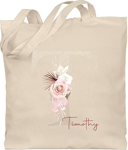Baumwolltasche - Initialen - Geschenk personalisiert mit Namen I Geschenkideen Anfangsbuchstabe Name - Unisize - Naturweiß - braut tasche namens geschenke buchstaben buchstabe beutel einkaufstasche