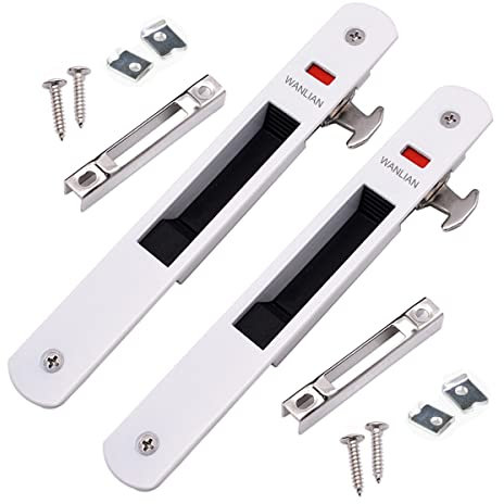 Cerradura de Gancho para Empotrar,puerta corredera Cerradura de gancho de ventana Puerta móvil moderna Pestillo de cerradura de para puertas móviles, ventanas, puertas de vidrio (2PCS blanco)