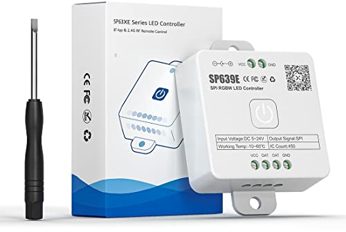 SEZO SP639E RGBW Music Bluetooth SPI LED Controller Dynamisch wit lichteffect voor FCOB IC LED Strip Werk met RC1 Touch Panel/RB1 RF Remote/APP Control DC5V-24V