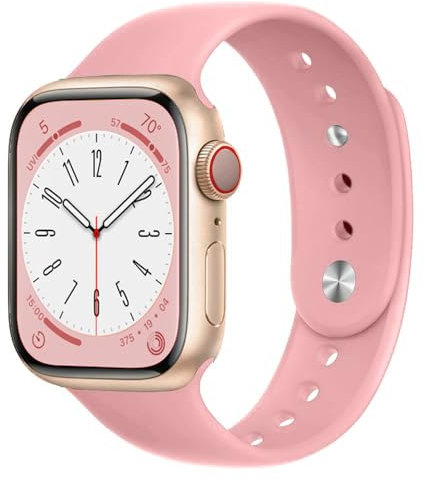 Cinturino per Apple Watch 40mm 44 mm 41 mm 45mm 38mm 42 mm iWatch serie 8 7 6 5 4 3 se 44mm 45 mm Uomo/Donna,Morbida Sport Silicone Cinturini Apple watch Ultra 49mm Band,Rosa