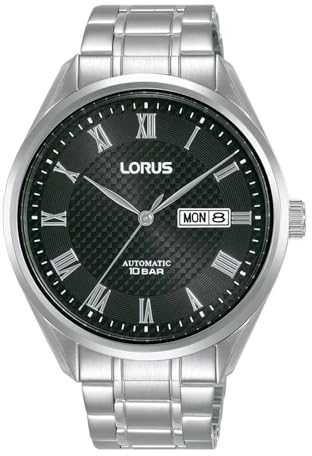 Lorus Men's Automatic Watch with Day/Date, Stainless Steel Band, Black Dial RL429BX9