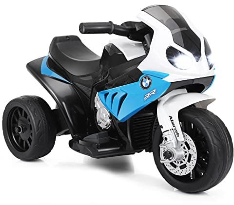COSTWAY 6V Kids Electric Motorbike, 3 Wheels Battery Powered Ride on Motorcycle with Lights, Music, Licensed BMW Vehicle Toy for 18-36 Months (Blue)