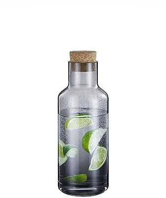blomus Carafe à eau -HYDRA- | Carafe en verre 1 litre avec couvercle en liège | Pichet à eau couleur fumée | 9B x 26H cm