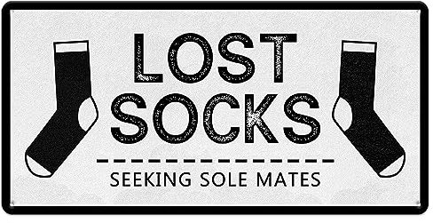 Lost Socks Seeking Sole Mates Vintage Laundry Room Signs Retro Laundry Metal Signs Wall Decor 12 x 6 Inch Laundry Rules Hanging Printed Decor for Home (grau)