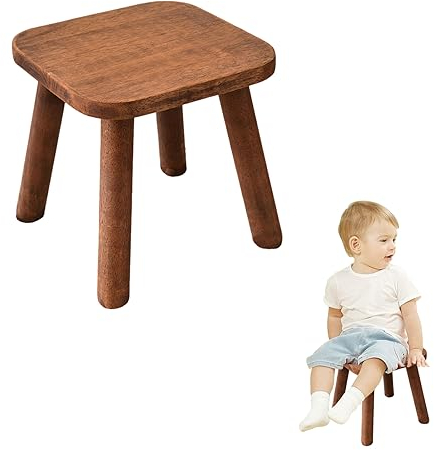 Qivine Holzhocker, 24 x 24 cm Kinder Holz Hocker Tritthocker Kleiner Fußhocker Klein Deko Pflanzenhocker Kinderhocker für Küche Badezimmer Schlafzimmer