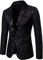 Dubute Herren Smoking Jacke Glänzende Pailletten Blazer Anzugjacke Slim Fit Party Magic Show Kleid Cosplay Kleid Blazer Mäntel, B-schwarz, 48