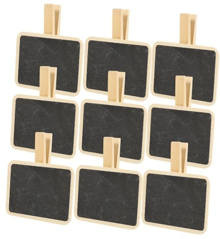HOMSFOU 10 Stück Nachrichtentafeln mit Clip, abwischbar, Mini-Tafelklammern für Kleidung, Schilder, Tafel, rechteckig, aus Polyvinyl