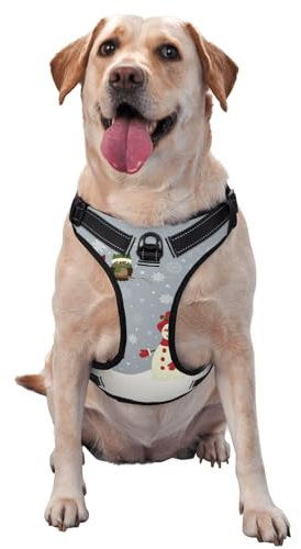 Weihnachts-Schneemann-Eule, Hundegeschirr ohne Ziehen für große Hunde, Hundeleine ohne Ziehen, verstellbares Hundegeschirr für große Hunde, reflektierendes Hundewestengeschirr, Hundegeschirr zum einf