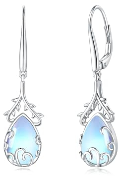 GW Mondstein Ohrringe Silber 925 Hängend Ohrhänger Schmuck Silber 925 Ohringe Geschenke für Frauen Mama Frauen Beste Freundin Geburtstag